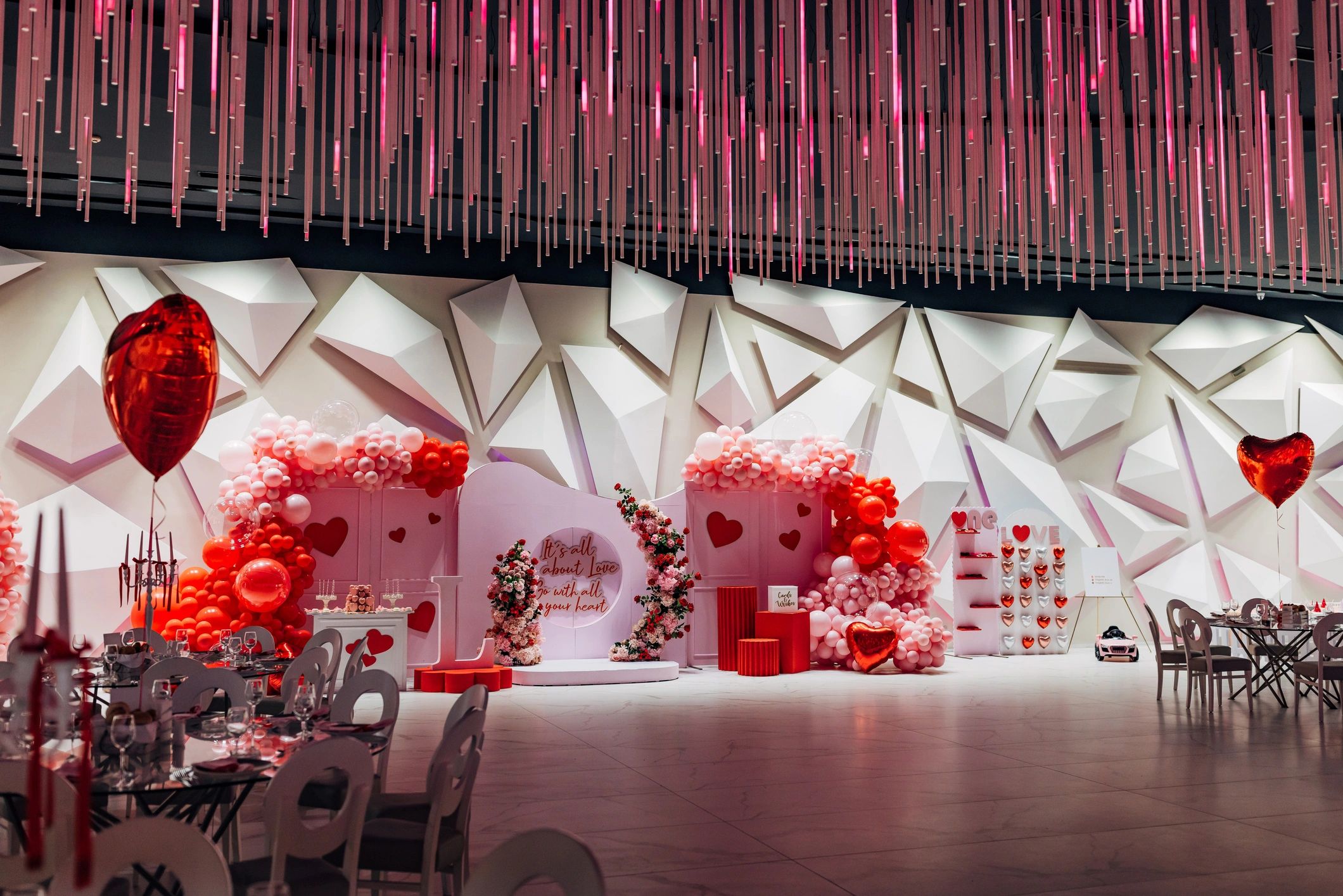 DIY event setup with party supplies and decorations